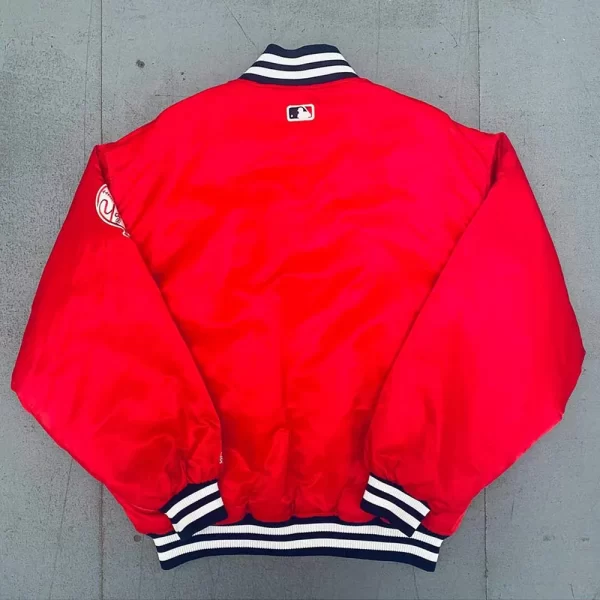 Spellout New York Yankees 1990’s Red Full-Snap Satin Bomber Jacket