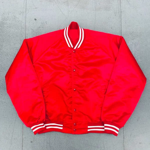 Spellout Ohio State Buckeyes 1990’s Bomber Full-Snap Satin Jacket