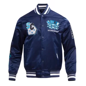 Spelman College Homecoming Rib Navy Blue Satin Jacket