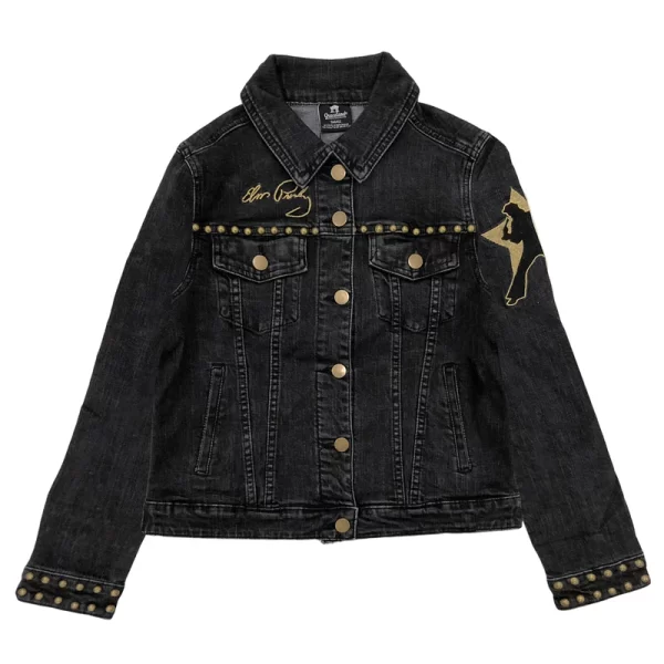 TCB Studded Women's Denim Black Jacket