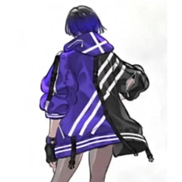 Tekken 8 Reina Mishima Purple & Black Leather Hooded Jacket