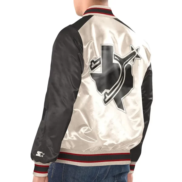 Texas Rangers Renegade White & Black Full-Snap Varsity Satin Jacket