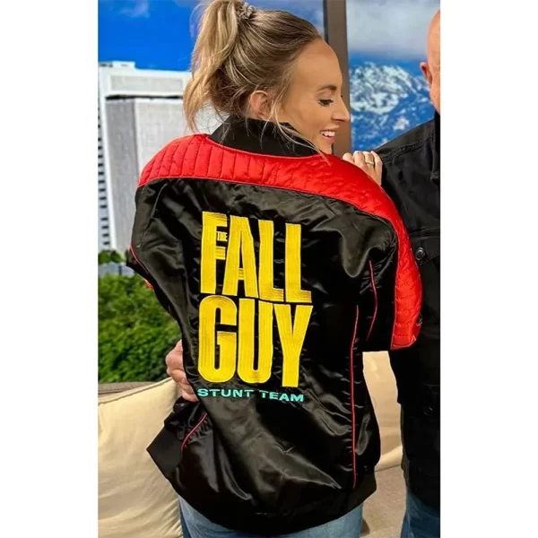 The Fall Guy Stunt Team Padded Full-Zip Black Satin Jacket