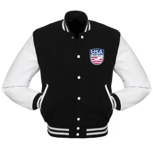 USA Cricket Team Varsity Black and White Jacket