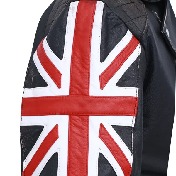 Union Jack Biker Vintage Black Leather Jacket