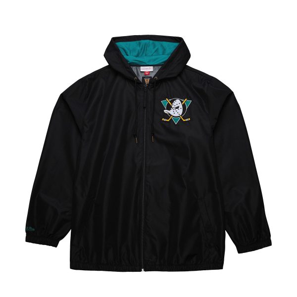 Unlined Windbreaker Vintage Logo Anaheim Ducks Black Jacket