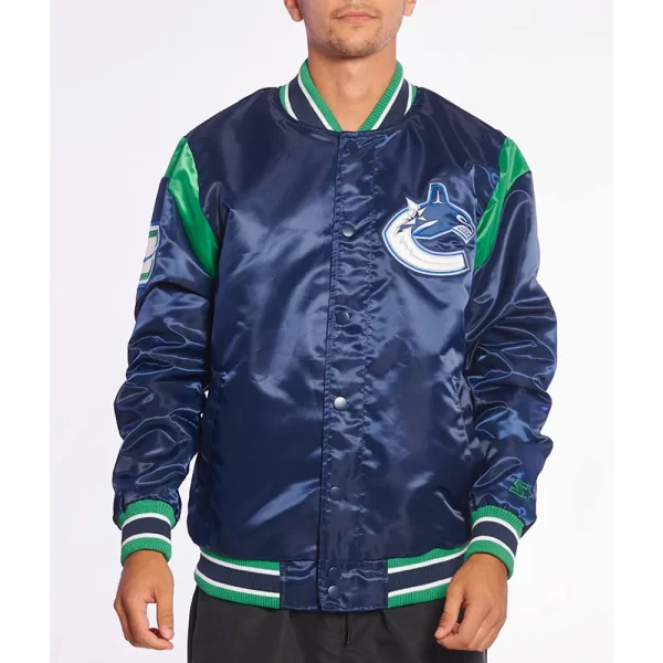 Vancouver Canucks Teddy Blue Satin Jacket