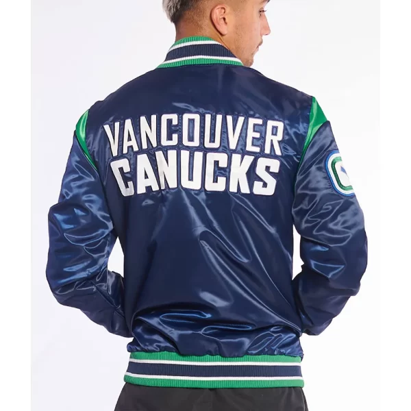 Vancouver Canucks Teddy Blue Satin Jackets