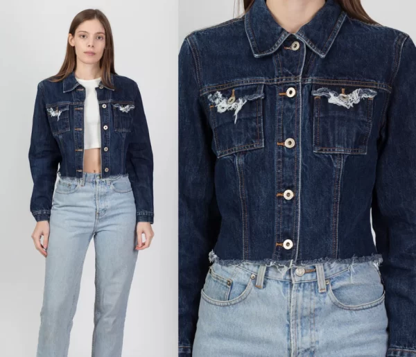 Vintage Guess Cropped Cut-Off Jean Jackets