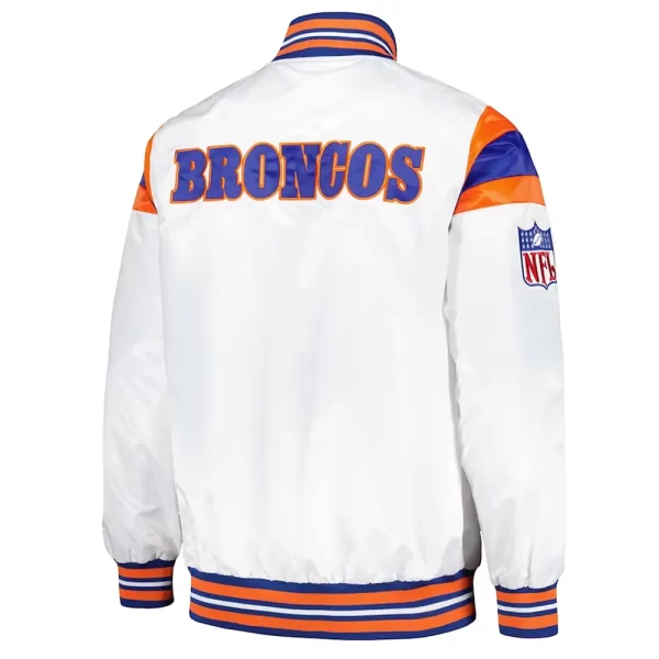 White Denver Broncos Midweight Varsity Full-Snap Satin Jacket