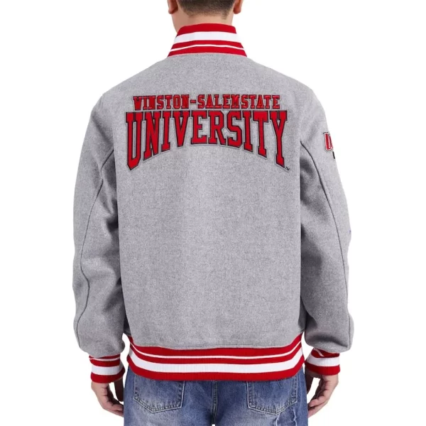 Winston-Salem State Rams Crest Full-Zip Heather Gray Varsity Wool Jacket