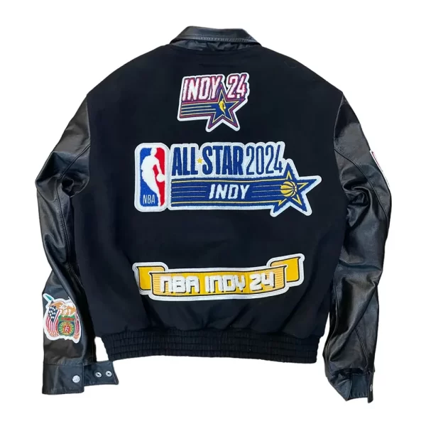 2024 NBA All-Star Indianapolis Varsity Black Full-Snap Wool Jacket