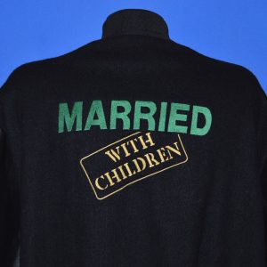 80s Married with Children Wool and Leather Black Crew Jacket