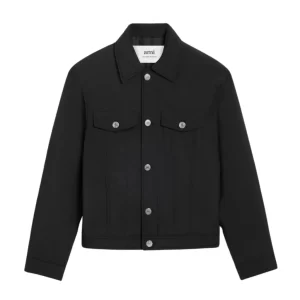 Ami Jacket Padded Trucker Buttoned Black Jacke