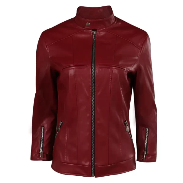 Biohazard Death Island Claire Redfield Red Leather Jacket