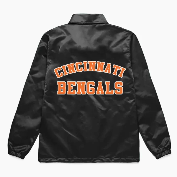 Black Cincinnati Bengals Coach Full-Snap Satin Jacket