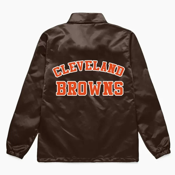 Brown Cleveland Browns Coach Full-Snap Satin Jacket