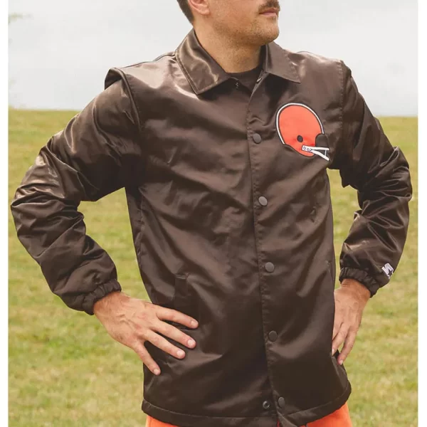 Brown Cleveland Browns Coach Satin Full-Snap Jacket