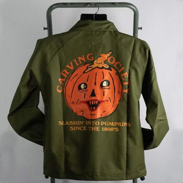 Carving Society Halloween 70’s Retro Pumpkin Green Cotton Jacket