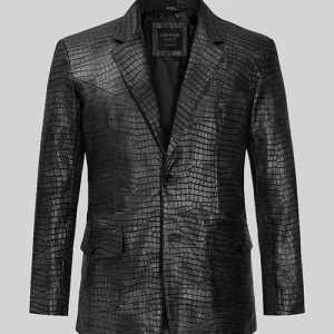 Croc Black Western Black Leather Blazer