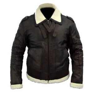 Fallout 4 Bomber Shearling Brown Leather Jacket