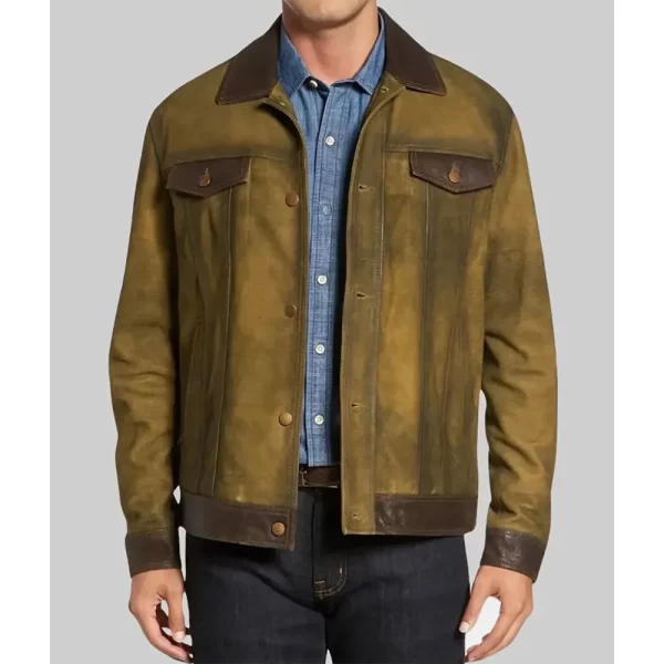 Glen Powell Hit Man Brown Leather Jacket