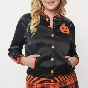 Halloween Scream Queen Black Bomber Jacket