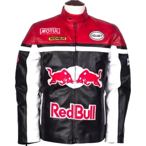 Handmade Iconic Red Bull Racing Sheepskin Leather Jacket