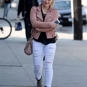 Hilary Duff Pink Leather Jacket