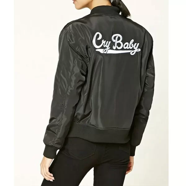 Johnny Depp Cry Baby Full-Zip Black Bomber Satin Jacket