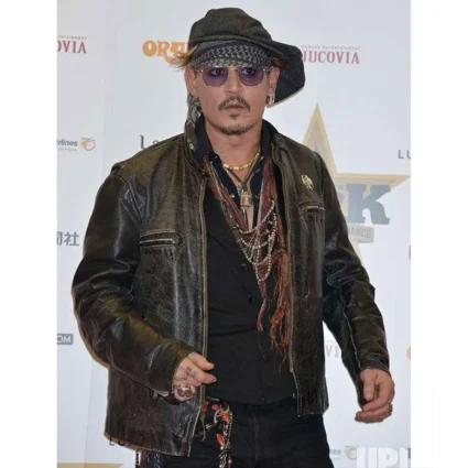 Johnny Depp Distressed Dark Brown Leather Jacket