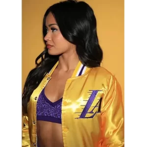 LA Lakers Yellow Varsity Satin Jacket