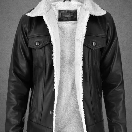 Leather Sherpa Black Jacket