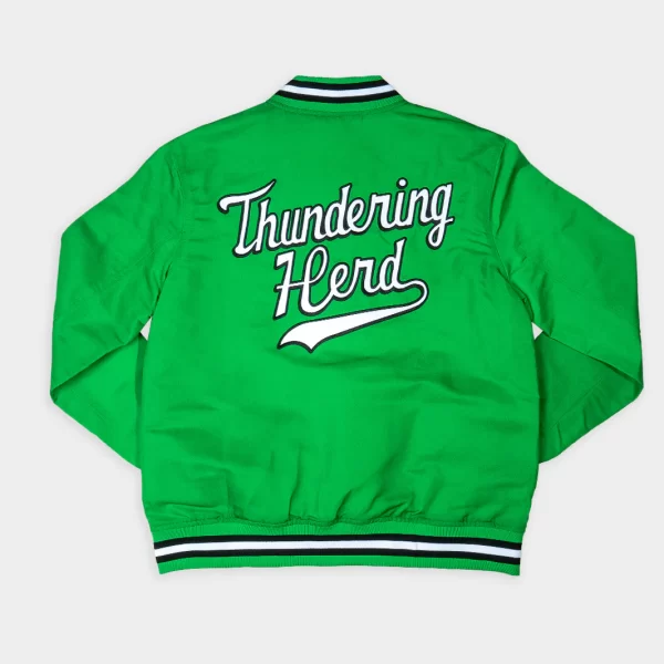 Marshall Vintage Thundering Herd Script Bomber Satin Jacket