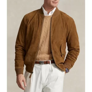 Men’s Casual Brown Bomber Brown Suede Jacket