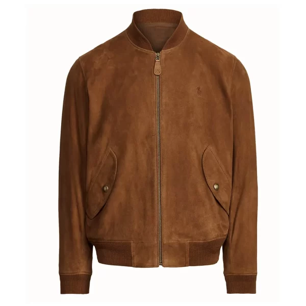 Men’s Casual Brown Bomber Suede Jacket