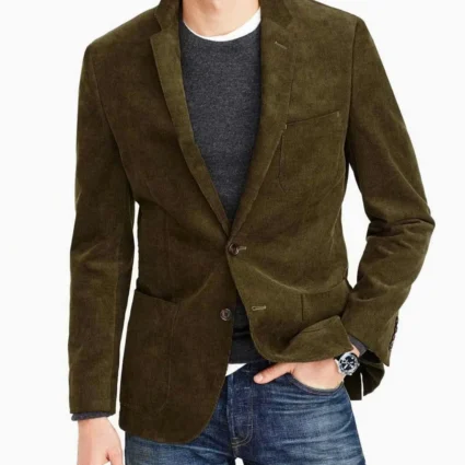 Men’s Corduroy Modern Style Casual Green Blazer