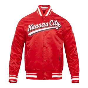 NFL KANSAS CITY CHIEFS SCRIPT TAIL MEN'S RED SATIN JACKET