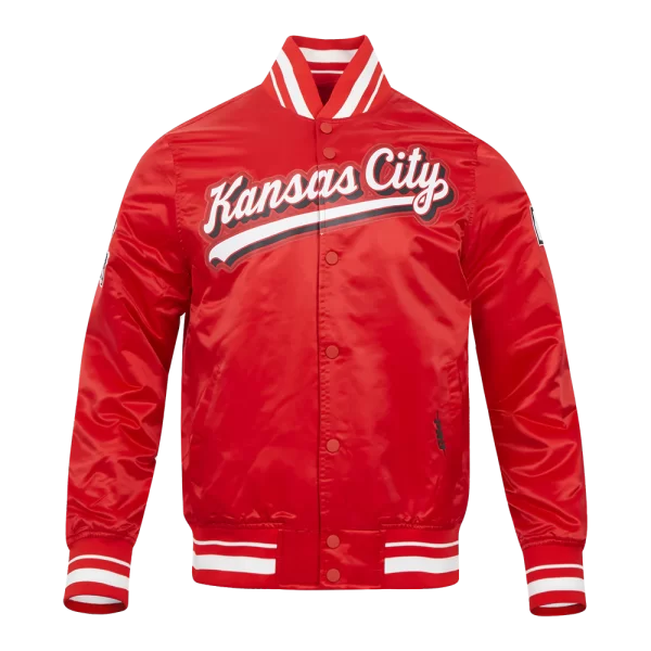 NFL KANSAS CITY CHIEFS SCRIPT TAIL MEN'S RED SATIN JACKET