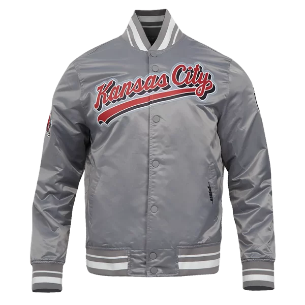 NFL KANSAS CITY CHIEFS SCRIPT TAIL MEN'S SATIN RED JACKET