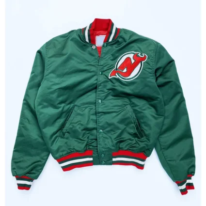New Jersey Devils 90’s Green Satin Jacket