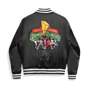 Power Rangers Black Ranger Quilted Satin Black Jacket