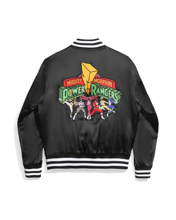 Power Rangers Black Ranger Quilted Satin Black Jacket