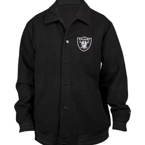 Raiders Men's NE Varsity Wool Button Snap Black Jacket