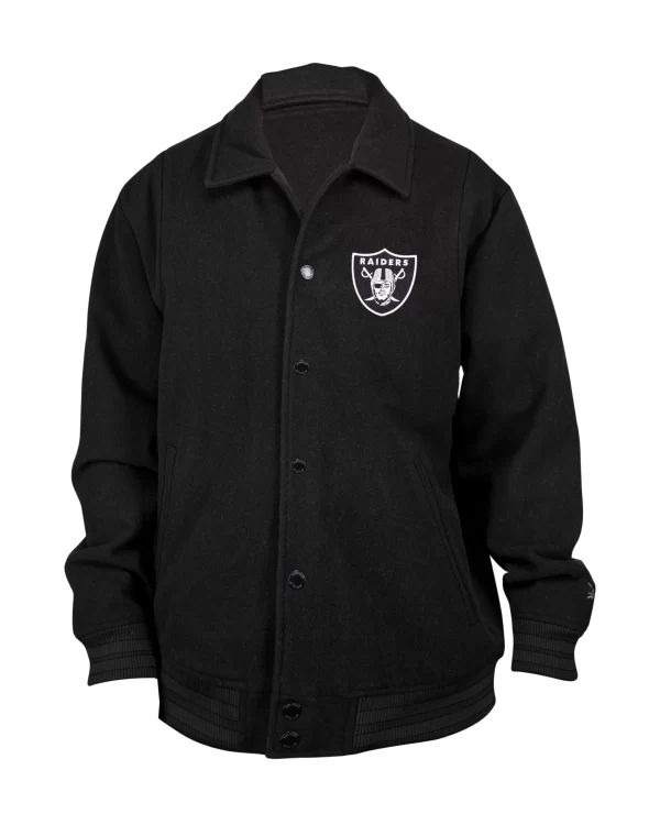 Raiders Men's NE Varsity Wool Button Snap Black Jacket