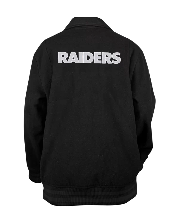 Raiders Men's NE Varsity Wool Button Snap Jacket Black