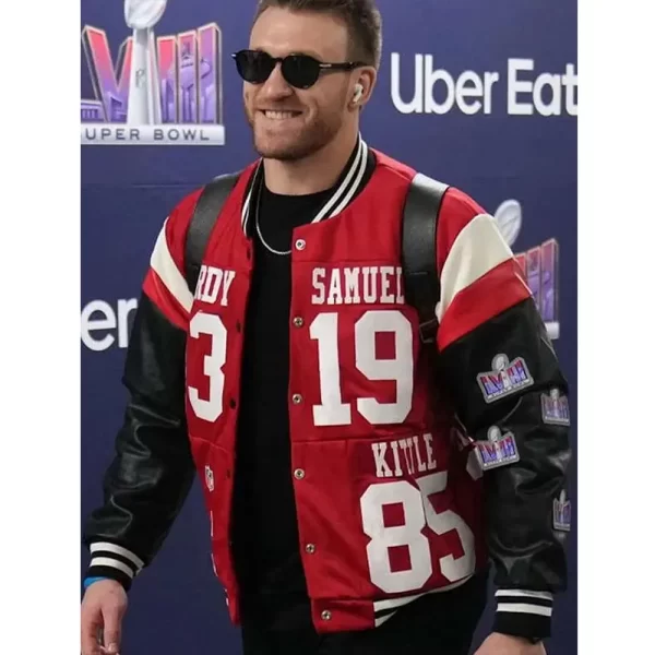 Red & Black 49ers Kyle Juszczyk Super Bowl LVIII Full-Snap Jacket