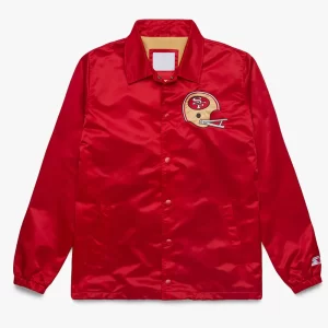 San Francisco 49ers Coach Red Satin Jacket