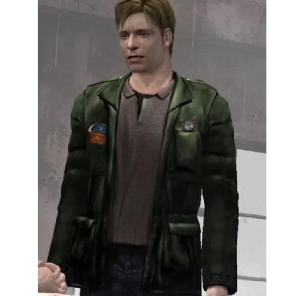 Silent Hill 2 James Sunderland Full-Zip Olive Green Leather Jacket