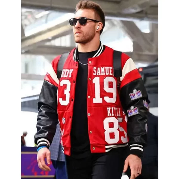 Super Bowl 2024 49ers Kyle Juszczyk Red & Black Jacket